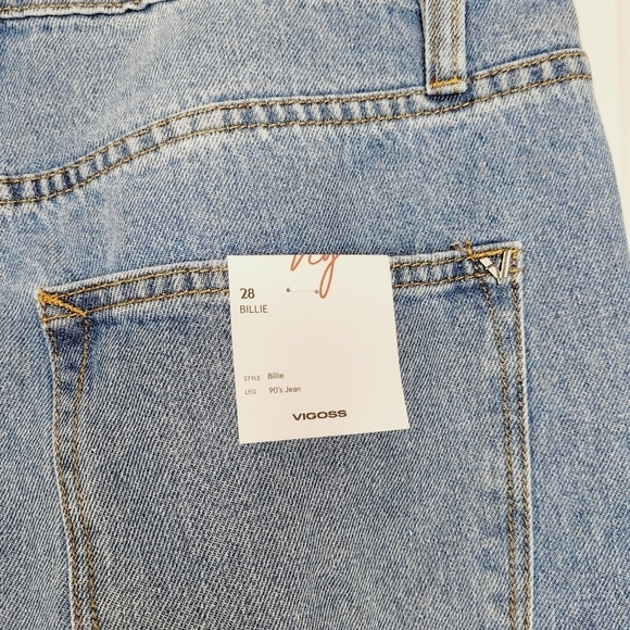 Vigoss Womens 28 High Rise Straight Jean Distressed Billie 90s light wash new - Picture 7 of 8